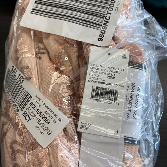 Adrianna Papell Womens Plus Off The Shoulder Mermaid Dress RoseGold Size 20W NWT - Picture 6 of 7